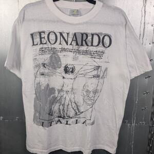 Leonardo Da Vinci Renaissance Vintage 80s Art Shirt XL Vitruvian Man Classic